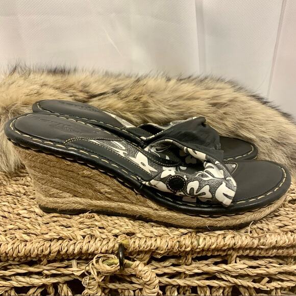 Born Drilles Verano Espadrille Chunky Platform Wedge Floral Sandal Leather Sz 8 - Picture 2 of 9